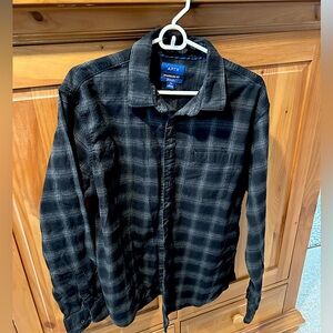 Black and Gray Flannel Button-Up Shirt